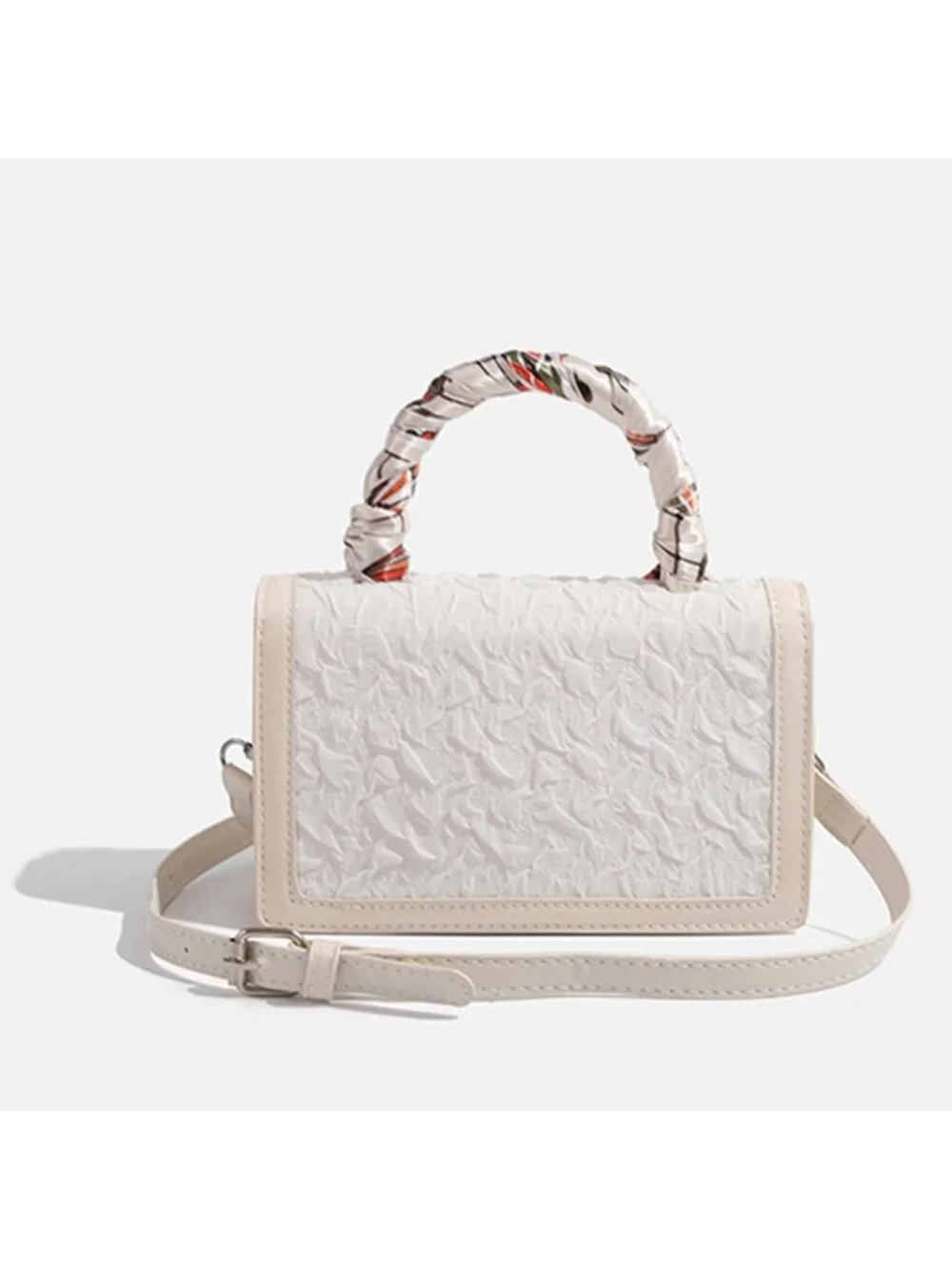 Colorblock Mini Top Handle Bag | PU Leather Floral Clutch | Stylish Handbag
